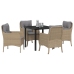 Juego de Comedor de Jardín  de 5 Piezas con Cojines Beige Poliratán