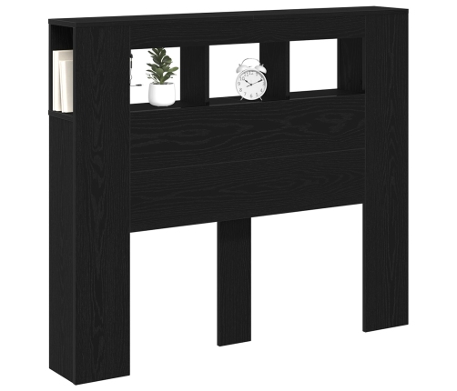Cabecero de Almacenamiento  con Luces LED Roble Negro 120x18,5x103,5 cm