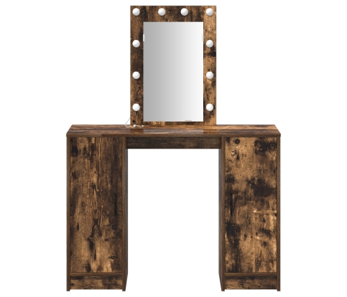 mesa de tocador  con luces LED Roble Ahumado 102x33x135 cm