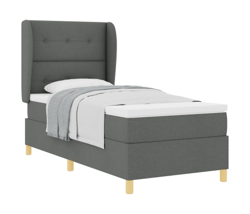 Colchón de Cama con Resortes Gris Oscuro 100x200 cm Tela