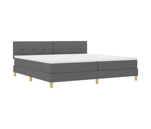 Cama con Base de Muelles con Colchón Gris Oscuro 200x200 cm Tela