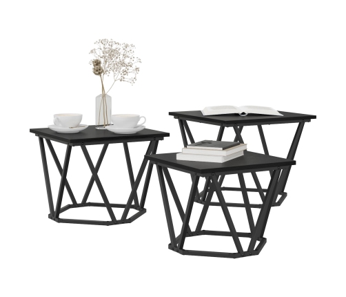 Mesas Laterales  3 pcs Madera de Roble Negra