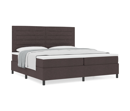 Cama con base acolchada  con colchón marrón oscuro 200x200 cm Tela