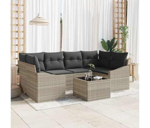 Set de sofá de jardín  Set de 7 Beige y gris oscuro Ratán