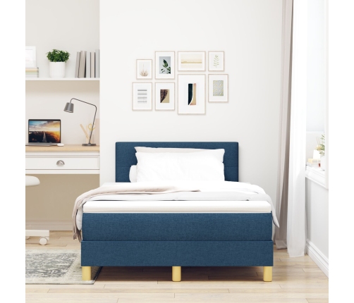 Cama con Somier  con Colchón Azul 120x200 cm Tela