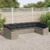 Conjunto de Sofá de Jardín de 10 Piezas con Almohadas Gris Claro Poliratán