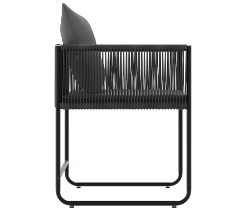 sillas de jardín  con cojines 4 pcs Rattan Poliéster Negro