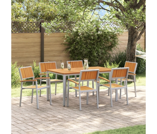 Conjunto de Comedor de Jardín  7 Piezas Gris Metal Resistente