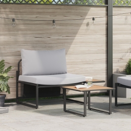 Juego de Sofás de Jardín de 2 Piezas con Asiento Individual y Cojines Gris Claro