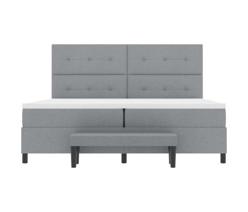 Cama con Muelles, Colchón y Banco Gris Claro 200x200 cm Tela