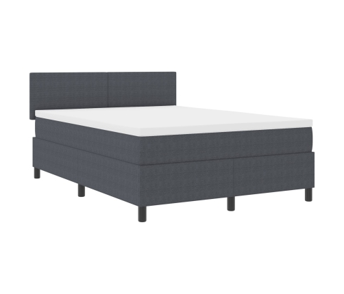 Cama con Somier de  con Colchón Gris Oscuro 160x200 cm Tela de Corduroy