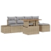 Conjunto de Sofá de Jardín  6 Piezas Beige Ratán Poliéster