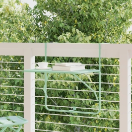 Mesa Colgante Plegable de Balcón - Verde Menta, 60x40 cm, Acero