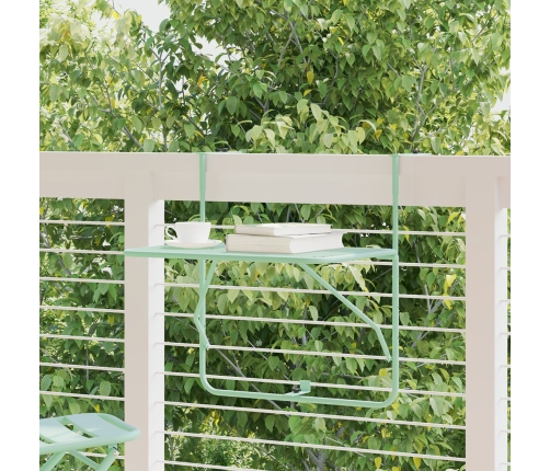 Mesa Colgante Plegable de Balcón - Verde Menta, 60x40 cm, Acero