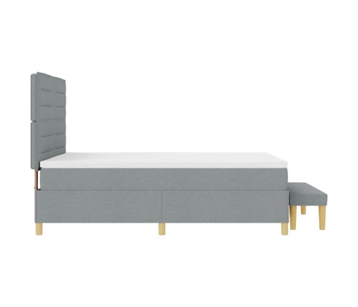 Cama con Canapé con Colchón y Banco Gris Claro 140x190 cm Tela