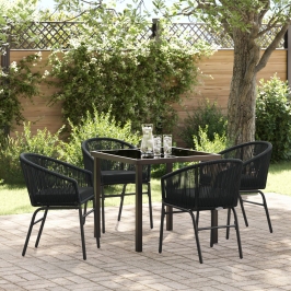 Conjunto de Comedor de Jardín de 5 Piezas Negro Ratán Polímero