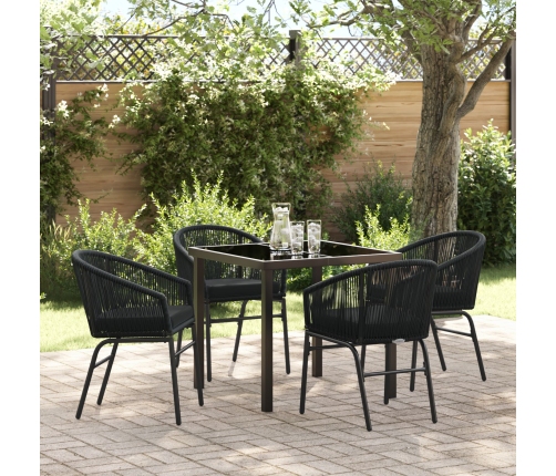Conjunto de Comedor de Jardín de 5 Piezas Negro Ratán Polímero