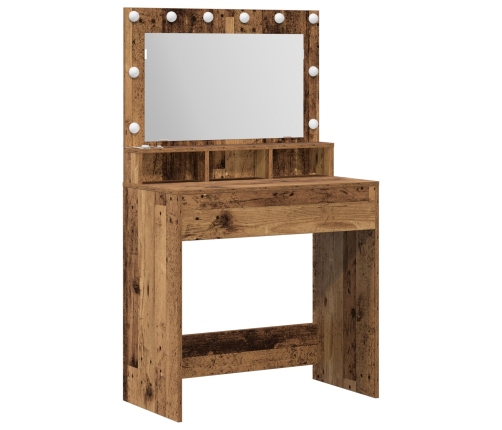 Mesa de tocador  con luces LED de madera antigua 79x41x135 cm