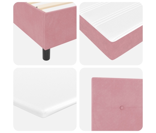 Cama con Base de Resortes con Colchón Rosa 90x200 cm Terciopelo
