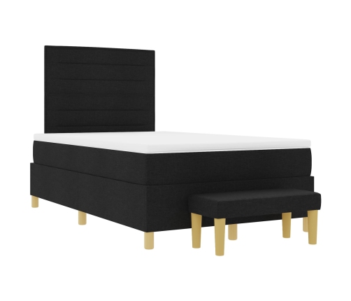 Cama Box Spring  con Colchón y Banco Negro 120x200 cm Tela