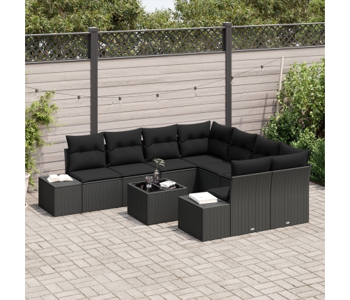 Conjunto de Sofá de Jardín 9 Piezas Negro