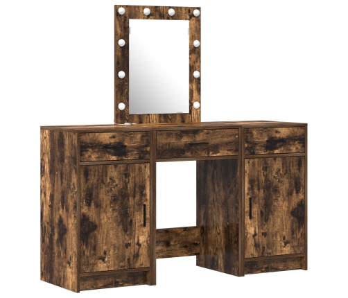 Set de tocador de 3 piezas  con LEDs en madera de roble ahumado