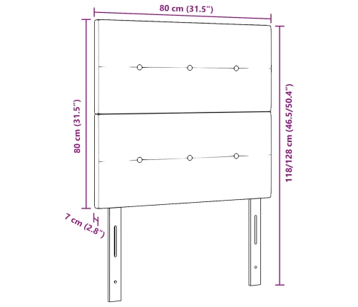 Cabecera LED Gris Claro 80 cm Terciopelo