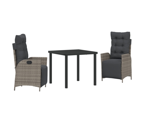 Conjunto de comedor de jardín de 3 piezas  Ratán Polipropileno Gris