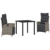 Conjunto de comedor de jardín de 3 piezas  Ratán Polipropileno Gris
