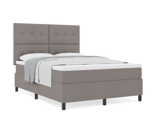 Cama con Base de Muelles y Colchón Taupe 140x200 cm Tela