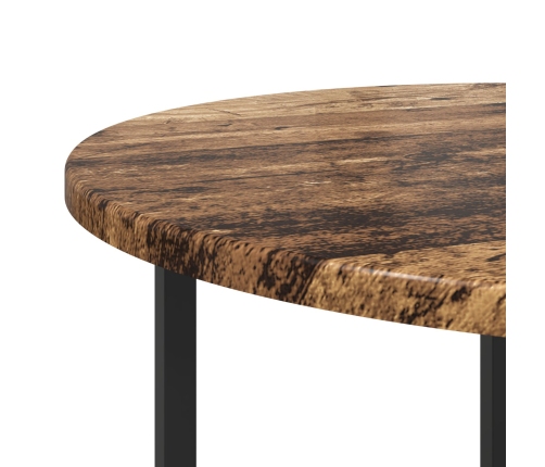 Mesa auxiliar de 2 piezas de madera antigua, madera de ingeniería y metal