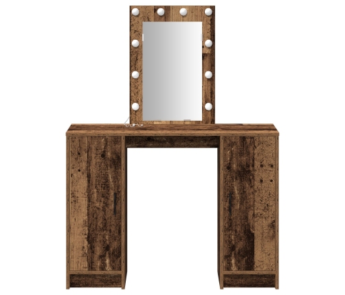 Mesa de Maquillaje con Luces LED Madera Vieja 102x33x135 cm