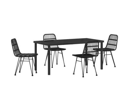 Juego de 5 Sillas de Comedor de Jardín Negras de Poliratán