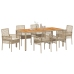 Conjunto de Comedor de Jardín de 7 piezas  con Cojines Beige de Ratán Polipropileno