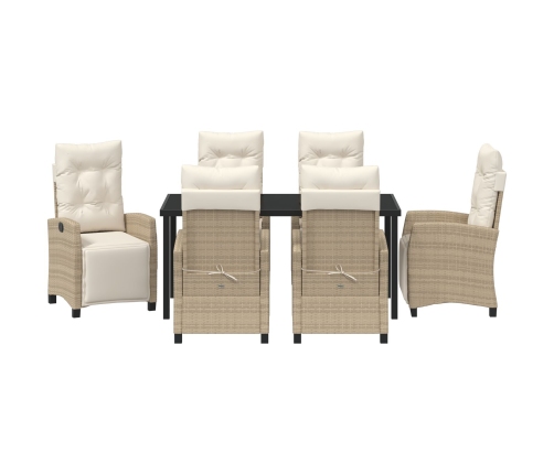 Conjunto de Comedor de Jardín de 7 Piezas Beige Rattan Poliratán