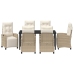 Conjunto de Comedor de Jardín de 7 Piezas Beige Rattan Poliratán