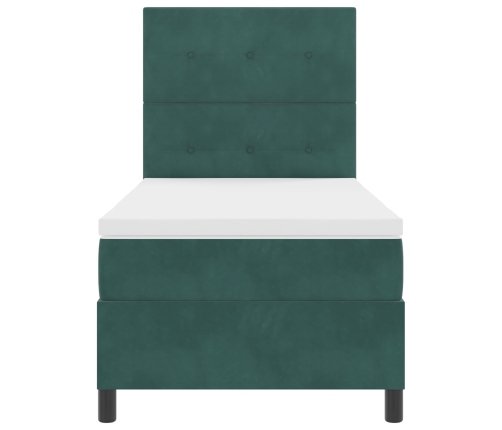 Cama Box Spring  con colchón Verde Oscuro 100x200 cm Terciopelo