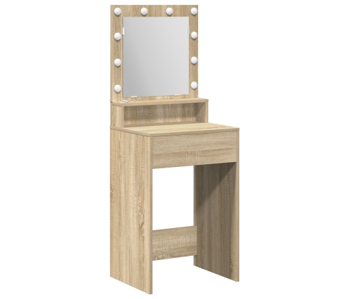 Mesa de tocador con luces LED en Roble de Sonoma, 50x41x135 cm