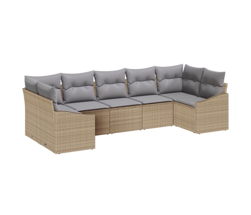 Conjunto de Sofá de Jardín  Juego de 7 Beige, Gris Ratán, Poliéster