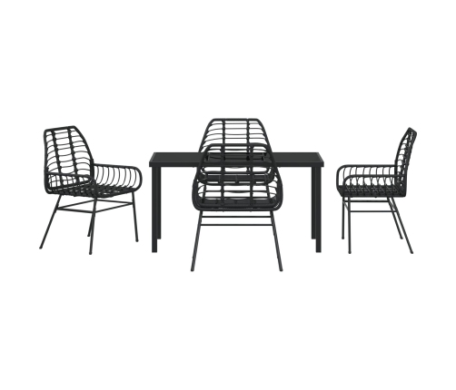 Set de Comedor de Jardín de 5 Piezas Poliratán Negro