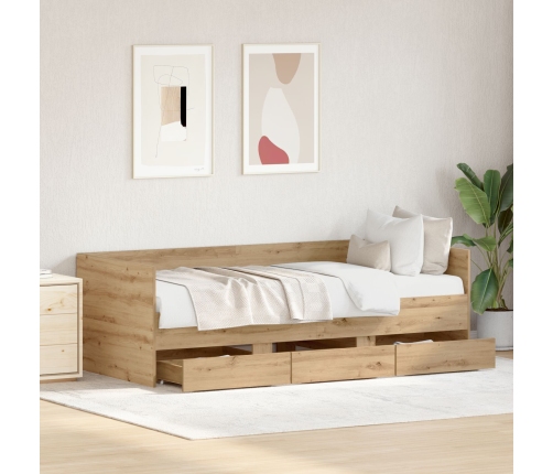 Cama Día  Roble artesanal Madera elaborada 90 x 190 cm Duradera