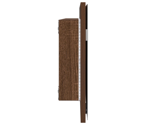 Gabinete Espejo de Baño  con Luz LED Roble Marrón 80x37 cm