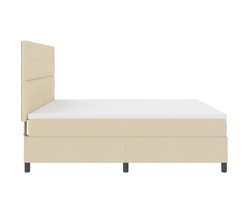 Cama con Box Spring y Colchón LED Crema 200x200 cm Tela
