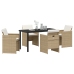 Conjunto de comedor de jardín  de 5 piezas con cojines de poliratán beige