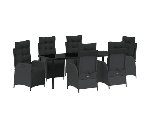 Conjunto de comedor de jardín de 7 piezas  Negro de Poli Ratán