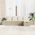 Conjunto de Sofá de 5 Piezas  con Almohadas Beige Poliratán