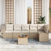 Set de Sofá de Jardín  de 7 Piezas con Cojines Beige Ratán Poli Acacia