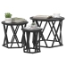 Mesas Laterales Apilables  3 pcs Negro Madera de Roble Ingenierizada