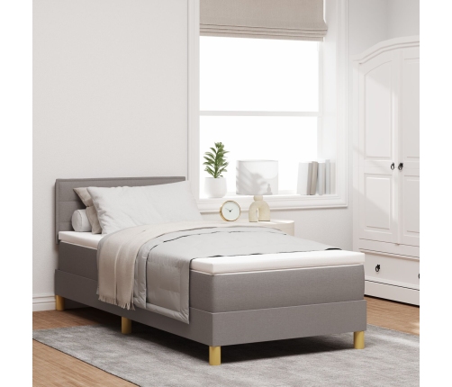 Cama Box Spring con Colchón Taupe 90x200 cm Tela