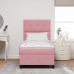 Cama con Base de Resortes con Colchón Rosa 90x200 cm Terciopelo
